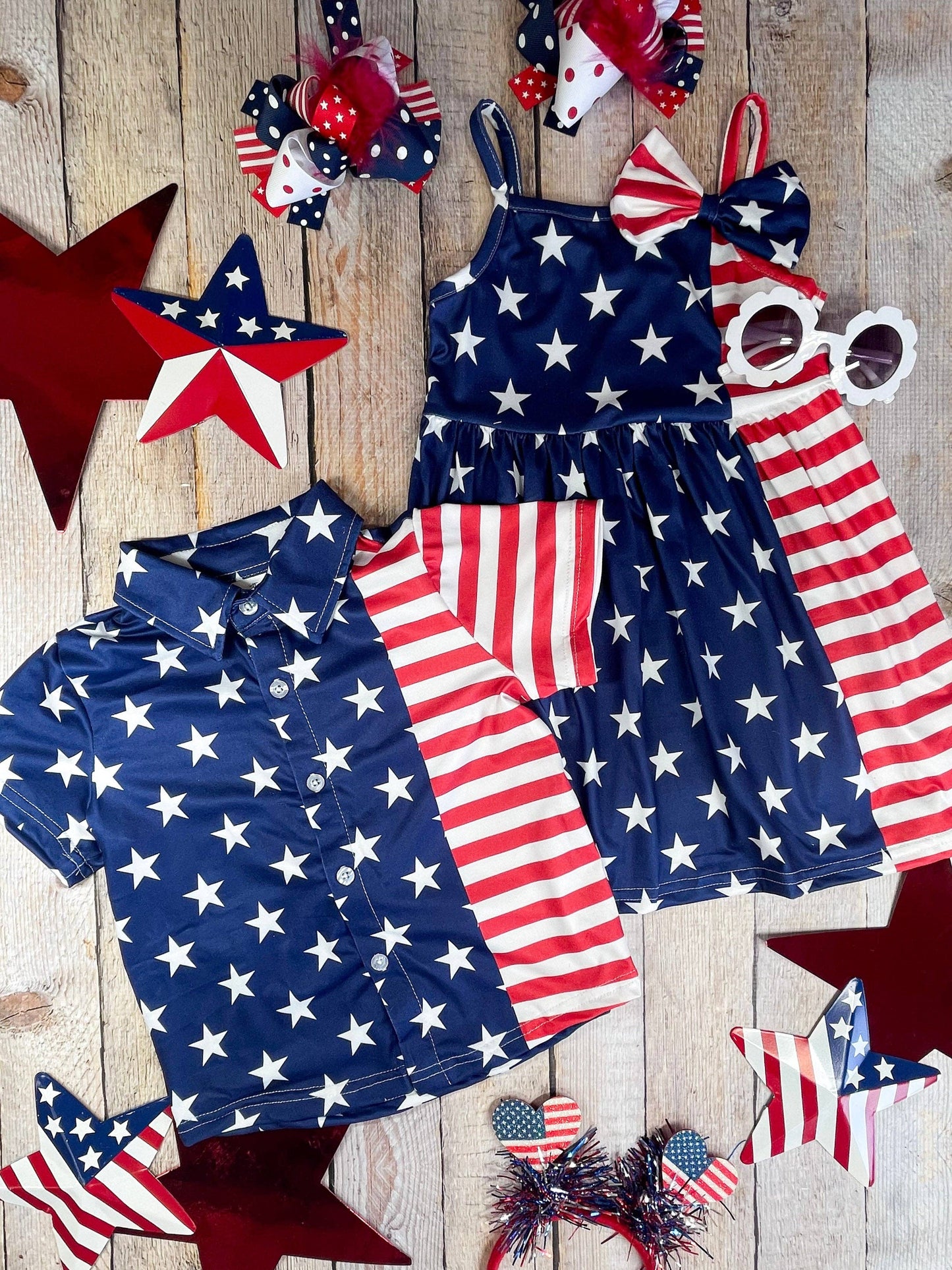 Classic American Flag Boys Button Down