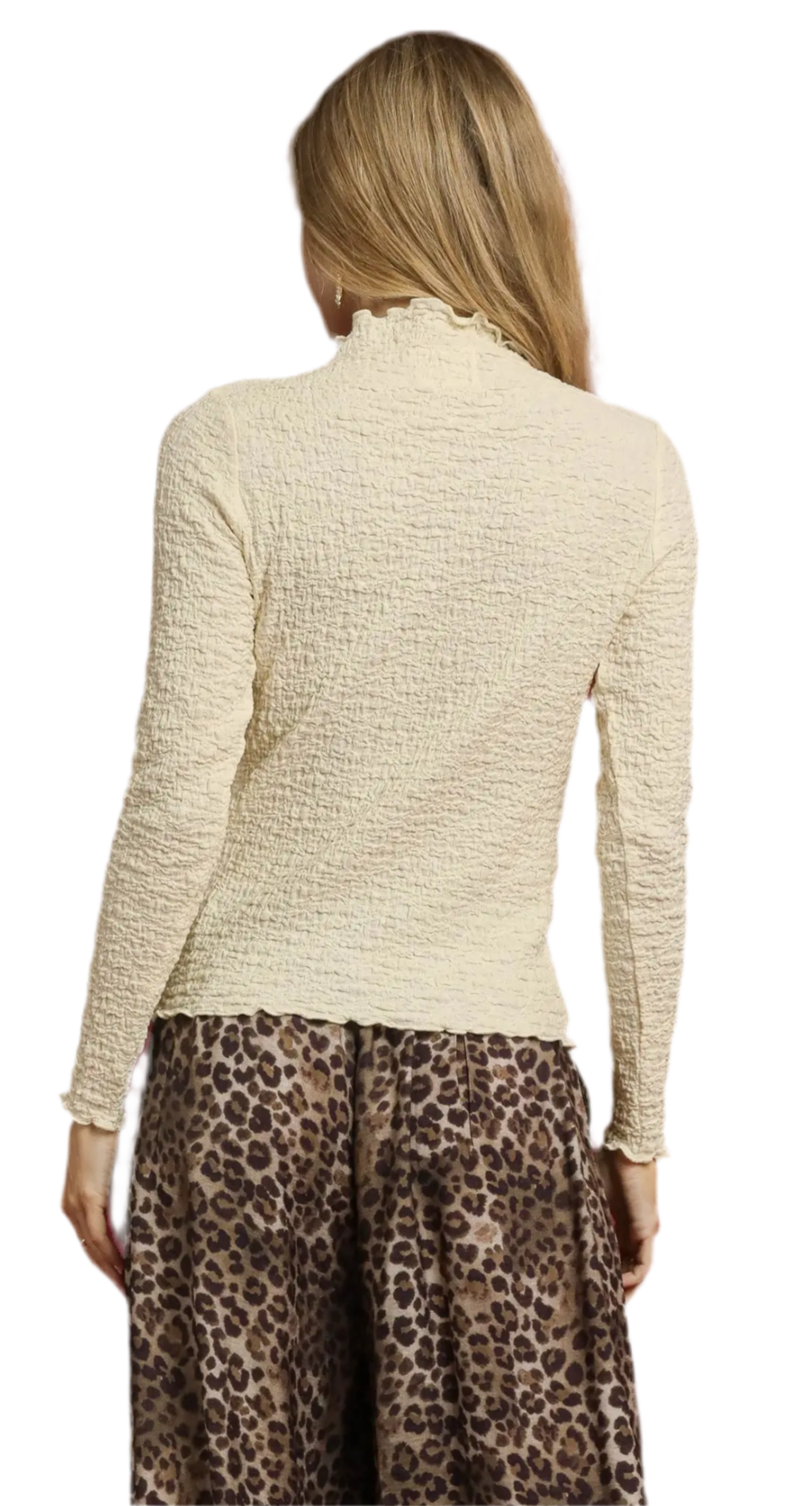 Textured Crinkle Knit Long Sleeve Top