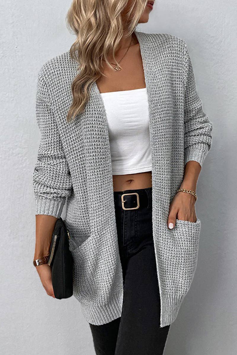 Casual Cable Open Front Cardigan Sweater