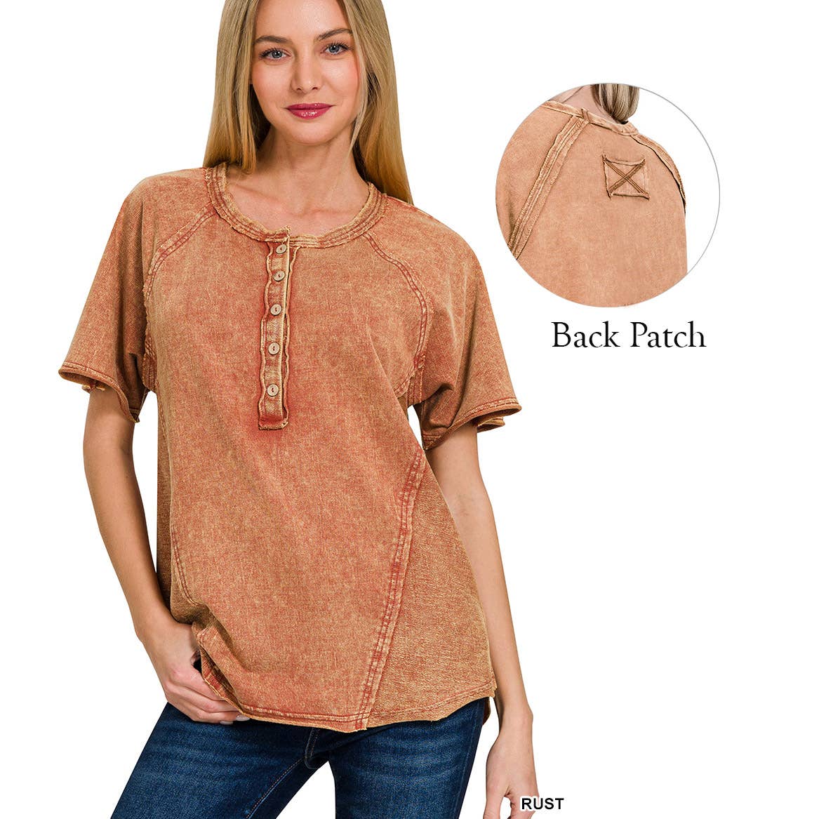 Washed French Terry Henley Top
