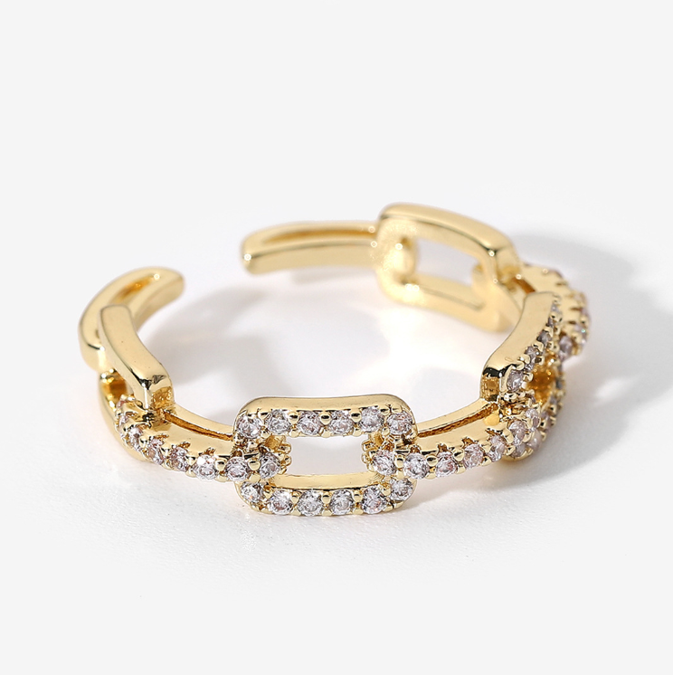 18K Gold Plated Stainless Steel with CZ Adjustable Rings