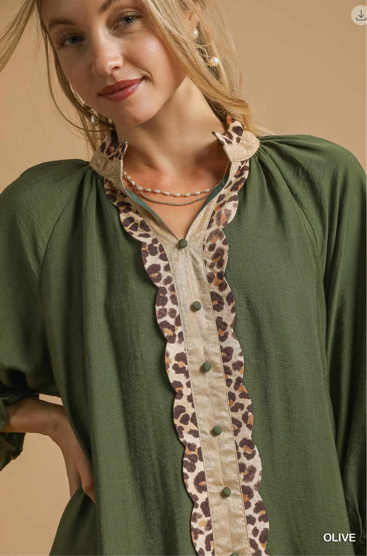 Tiered Tunic Dress with Leopard Trim Detail
