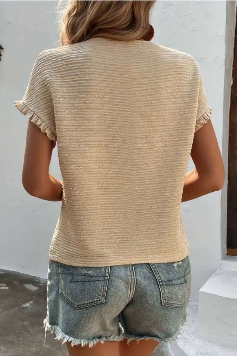 ROUND NECK SHORT SLEEVE SOLID COLOR TOP