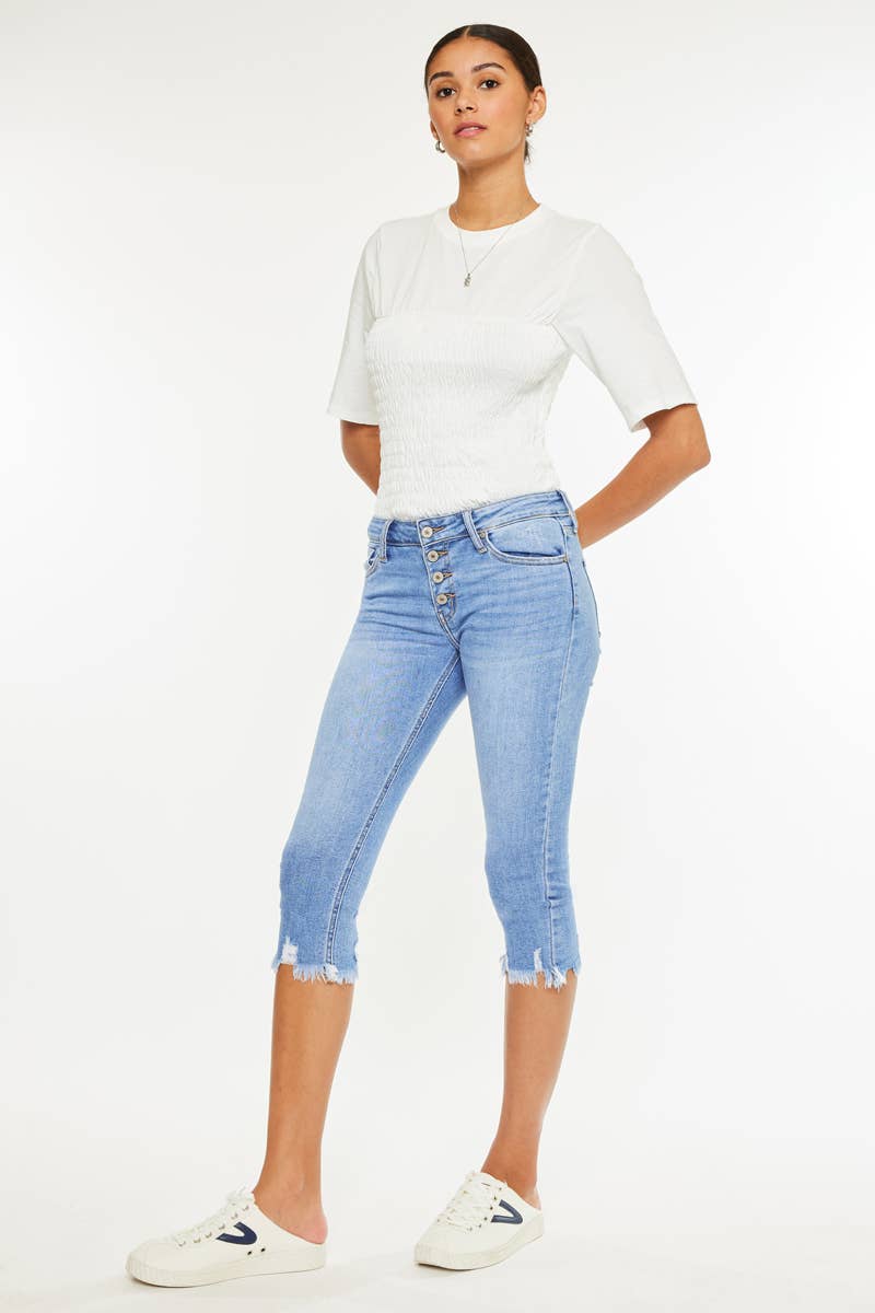 Mid Rise Capri Jeans
