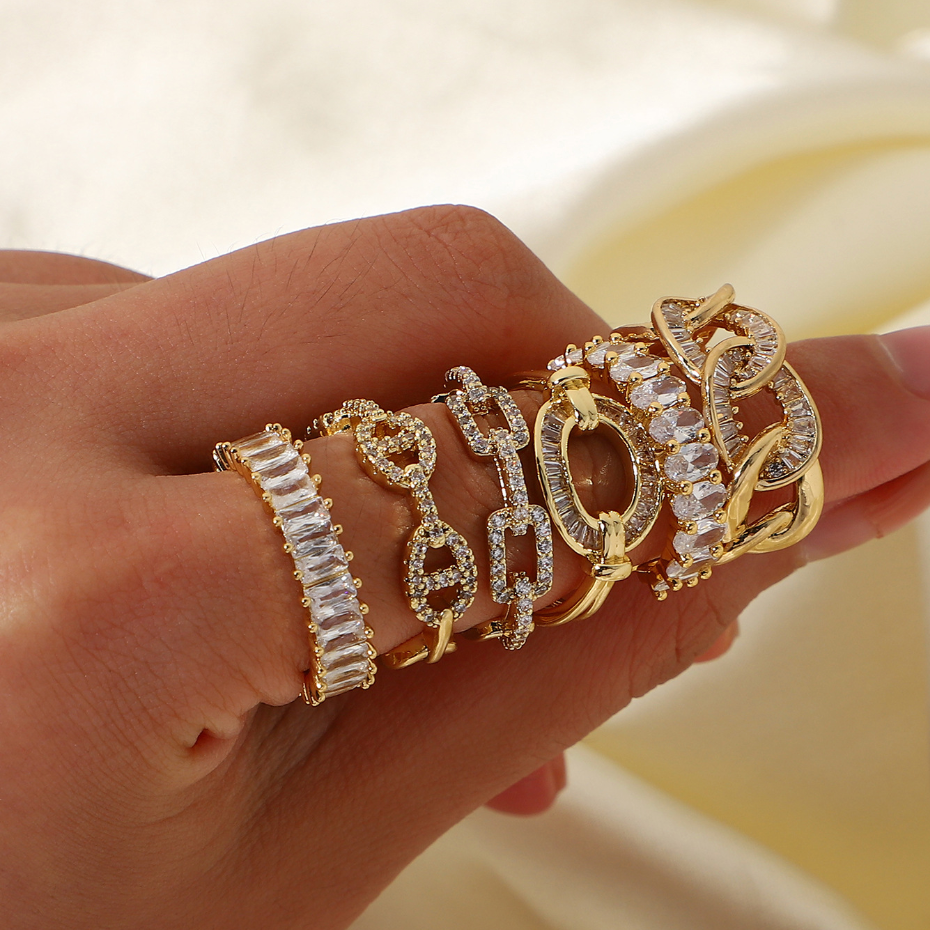 18K Gold Plated Stainless Steel with CZ Adjustable Rings