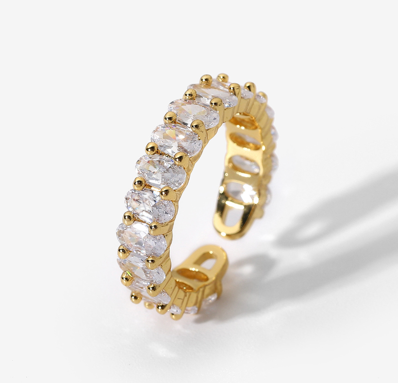 18K Gold Plated Stainless Steel with CZ Adjustable Rings