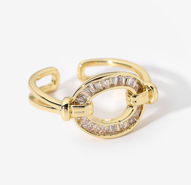 18K Gold Plated Stainless Steel with CZ Adjustable Rings