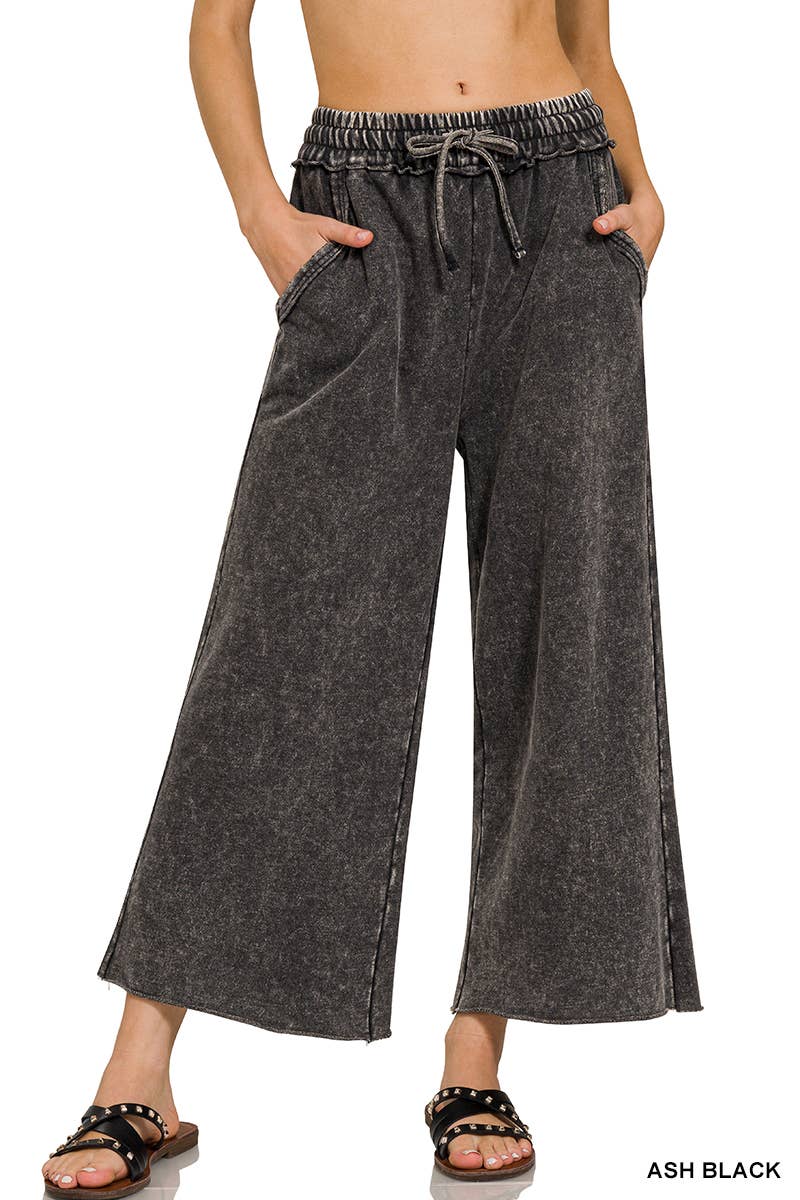 Acid wash French terry Pants w/ pockets