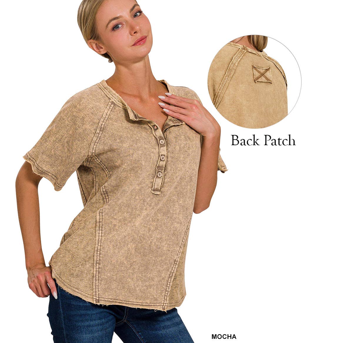 Washed French Terry Henley Top