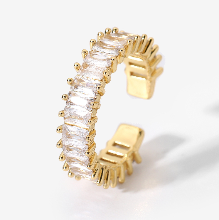 18K Gold Plated Stainless Steel with CZ Adjustable Rings