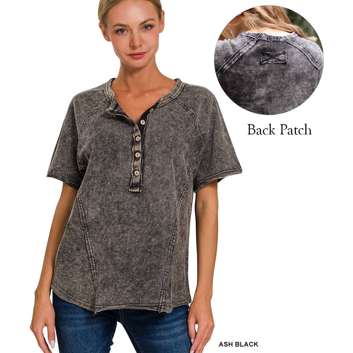 Washed French Terry Henley Top