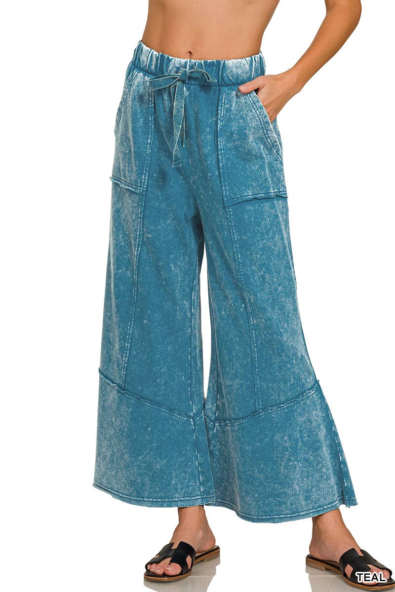 Acid wash French terry Pants w/ pockets