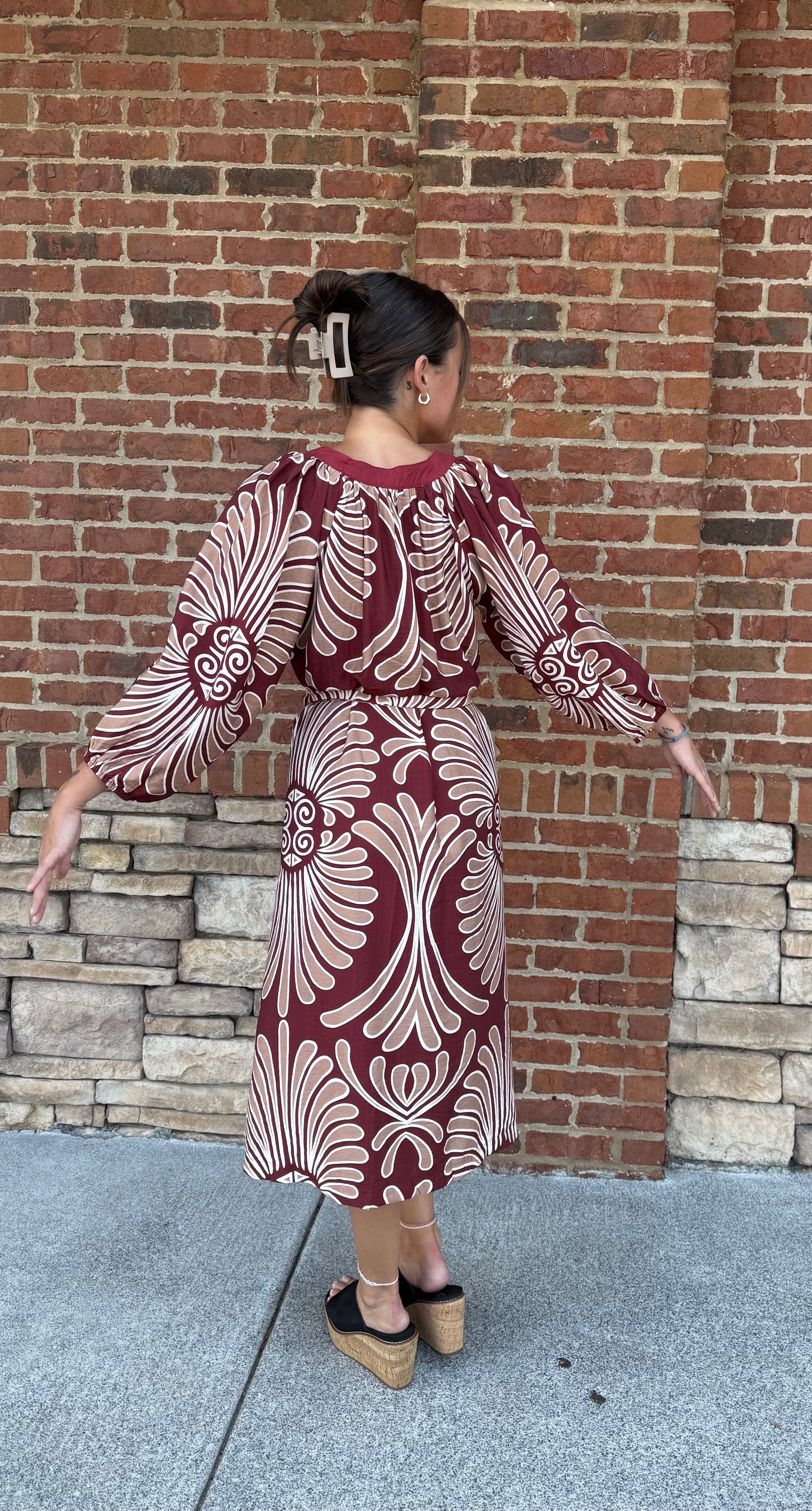 Abstract Print Midi Dress