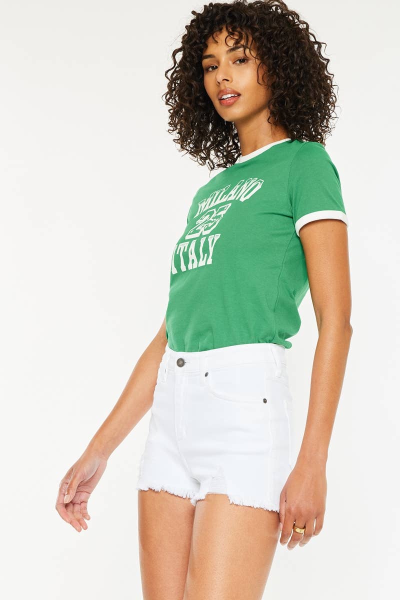 HIGH RISE WHITE SHORTS JEANS