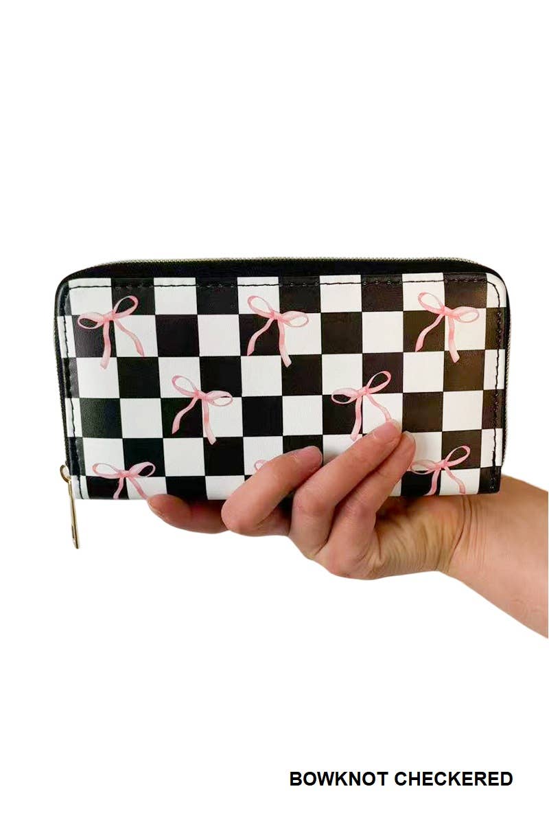 SI-27934 Trendy Bow Ribbon Vegan Leather Long Wallet