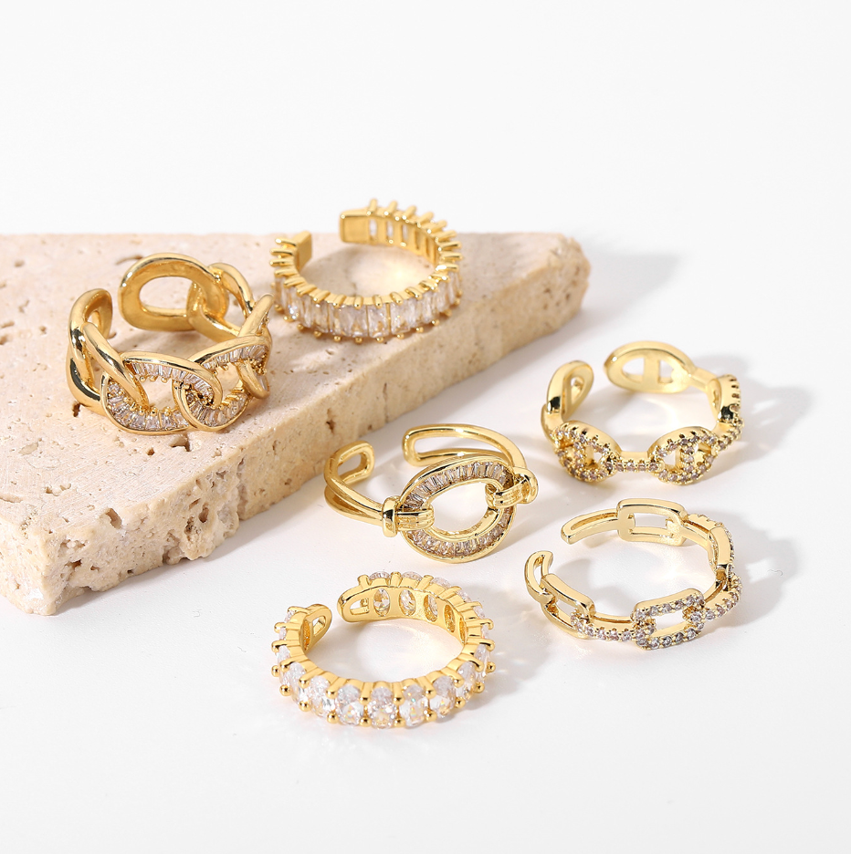 18K Gold Plated Stainless Steel with CZ Adjustable Rings