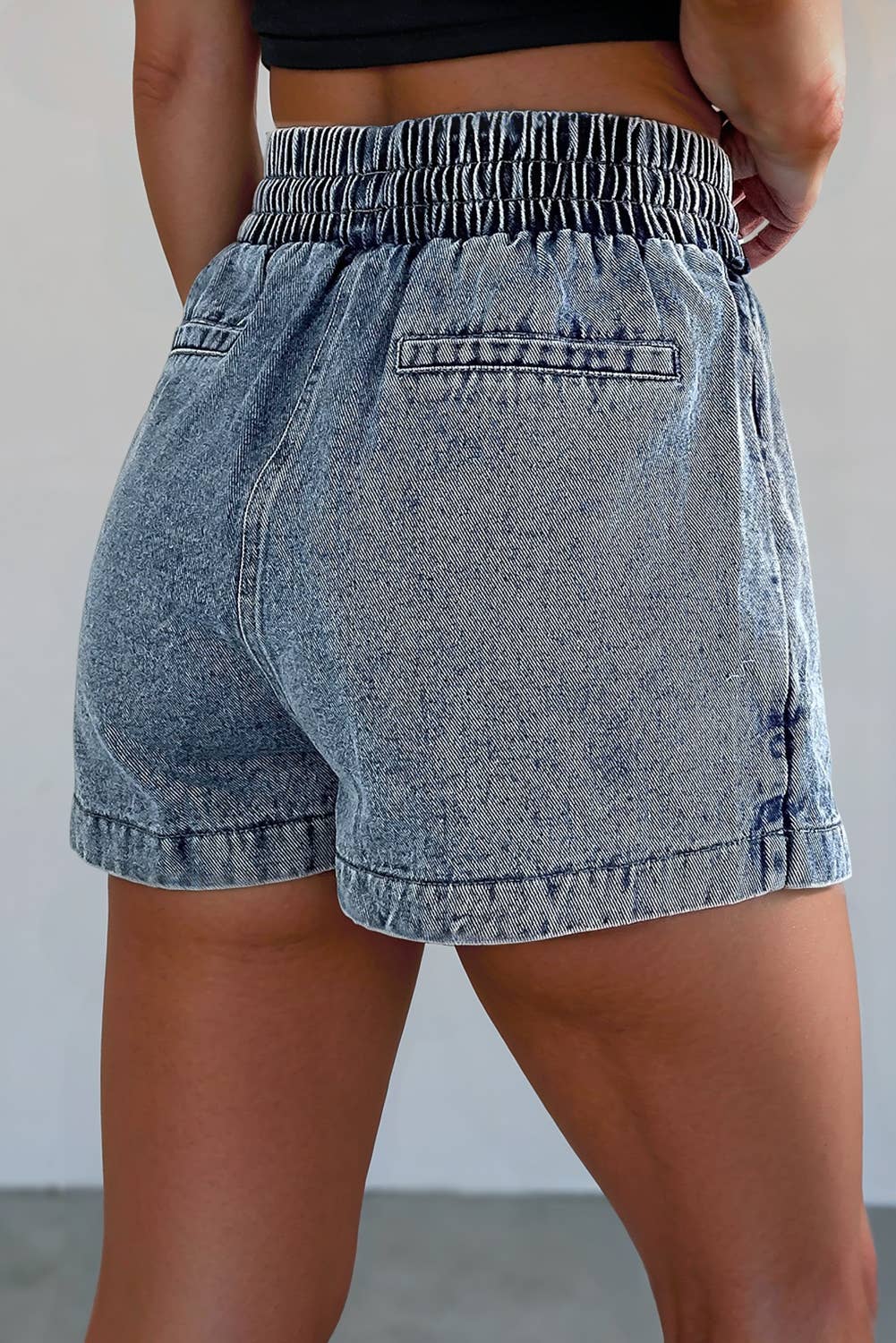 Light Blue High Waist Pocketed Denim Shorts | 4-16