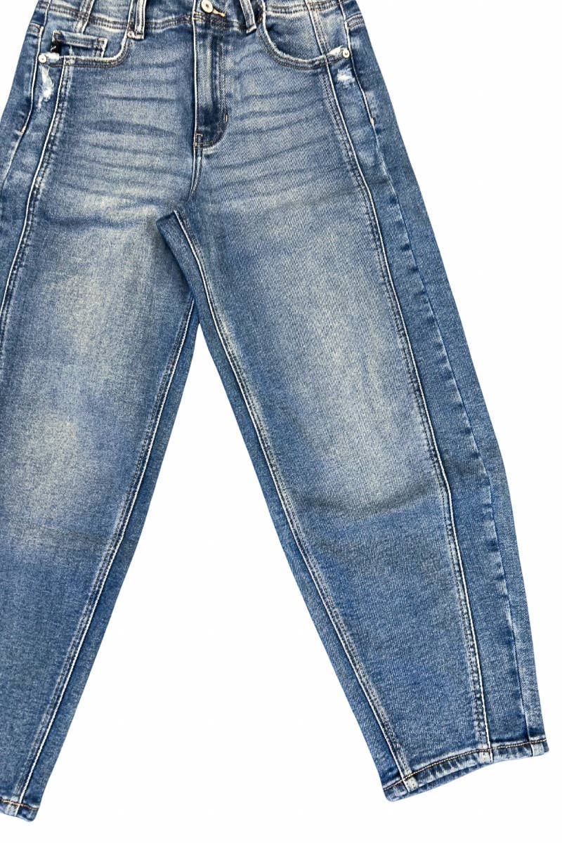 HIGH RISE SLIM BARREL JEANS