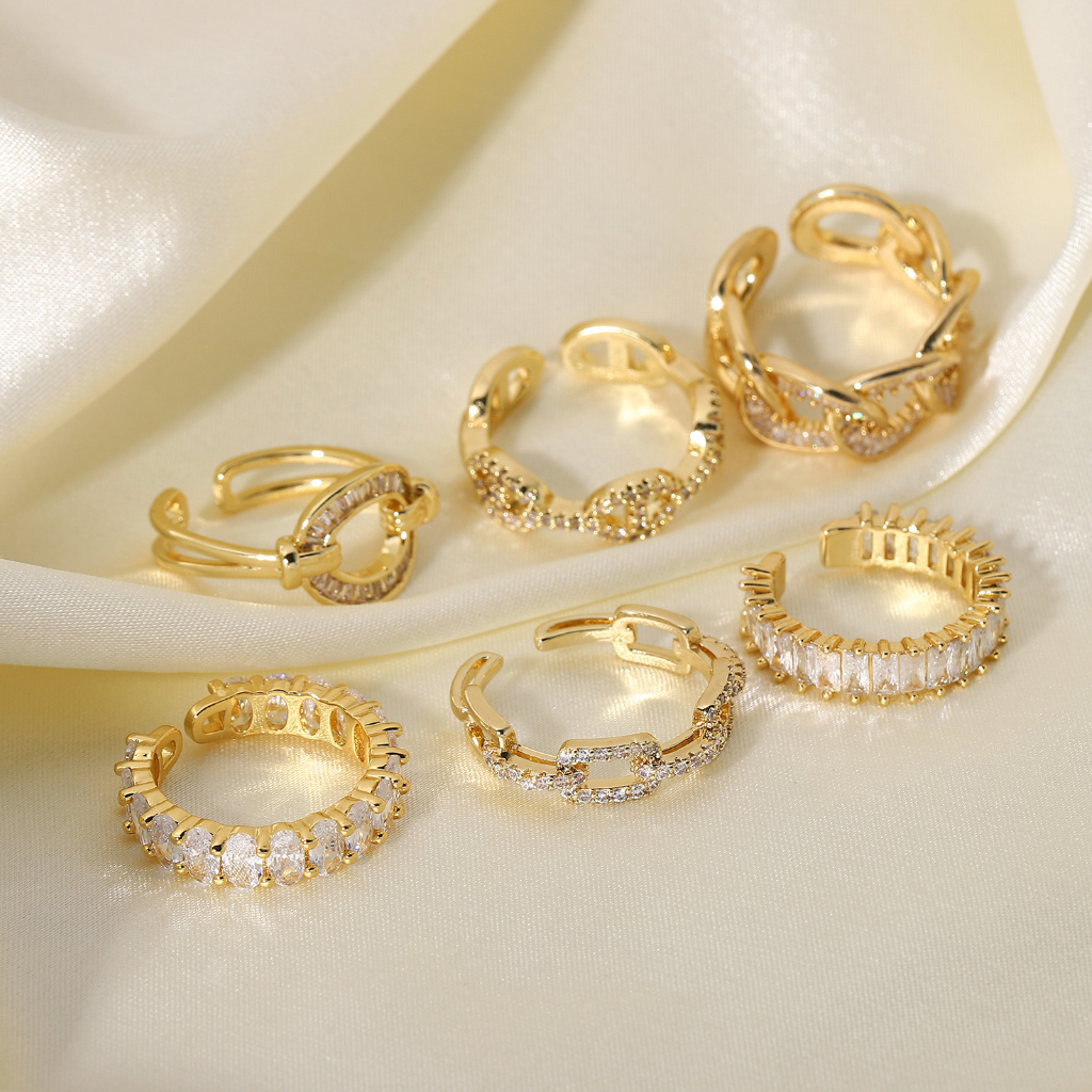 18K Gold Plated Stainless Steel with CZ Adjustable Rings