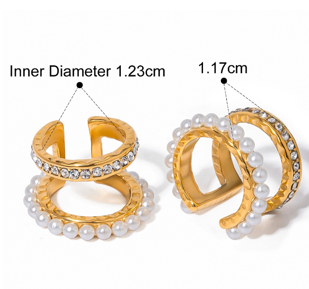 Double Layer 18k Gold Plated Hypoallergenic Ear Cuff Set