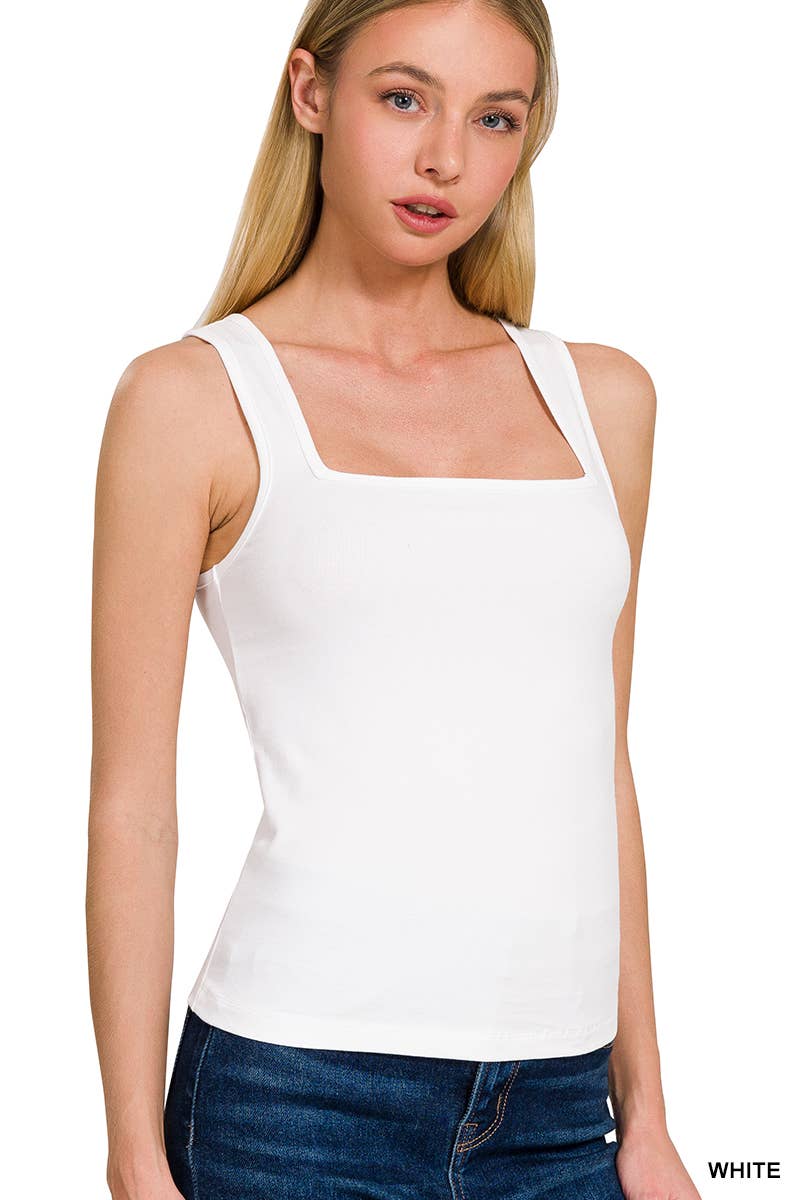 '.._ Cotton Square Neck Cropped Top