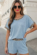 Leopard Trim Twist Ribbed Set