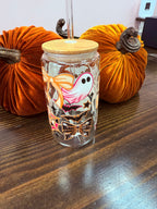Uvdtf 16oz Glass Cups w/ Glass Straw Fall & Halloween Styles