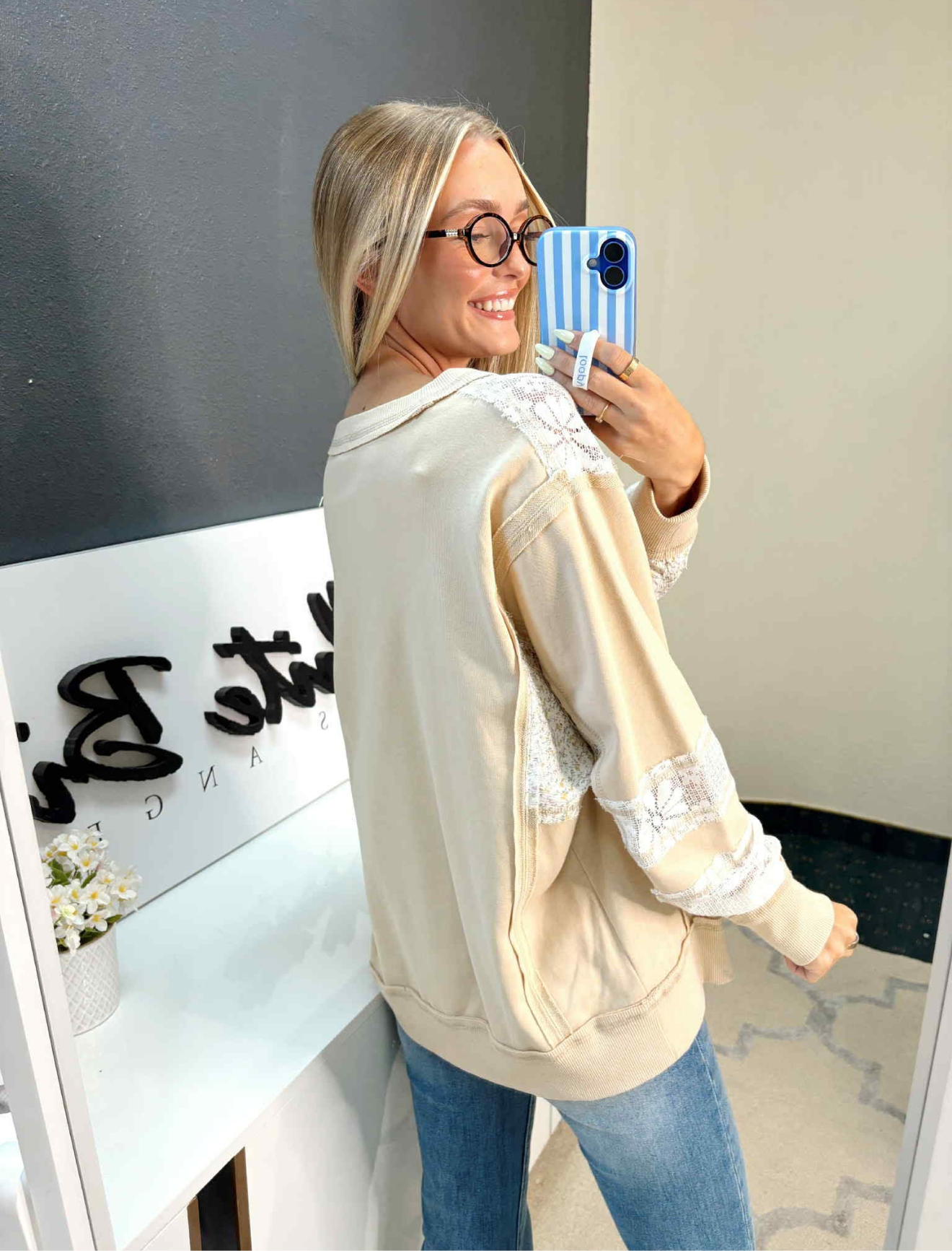 Patch Stitch Star Boho Long Sleeve Tee