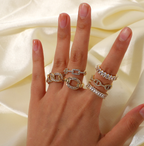 18K Gold Plated Stainless Steel with CZ Adjustable Rings