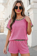 Leopard Trim Twist Ribbed Set