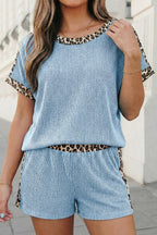 Leopard Trim Twist Ribbed Set