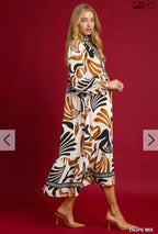Boho Leafy Print Maxi Dress