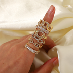 18K Gold Plated Stainless Steel with CZ Adjustable Rings