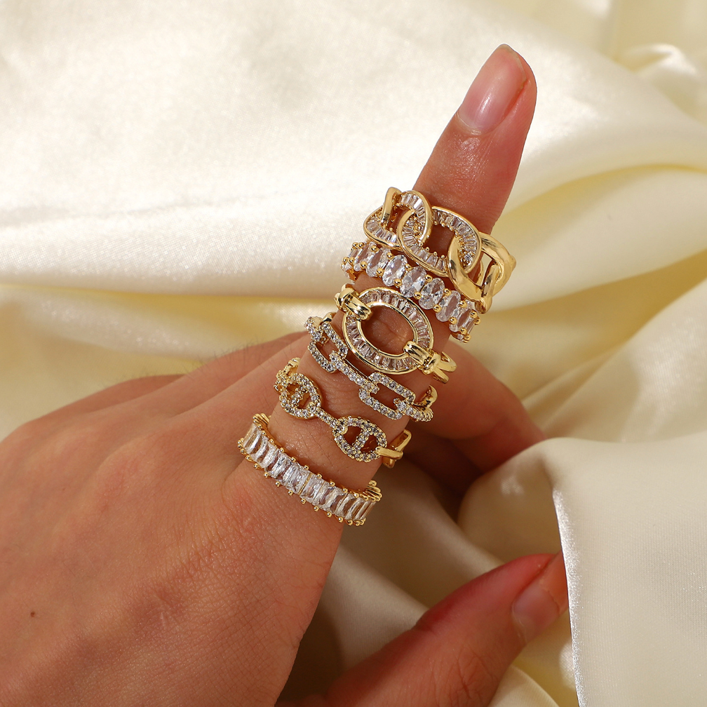 18K Gold Plated Stainless Steel with CZ Adjustable Rings