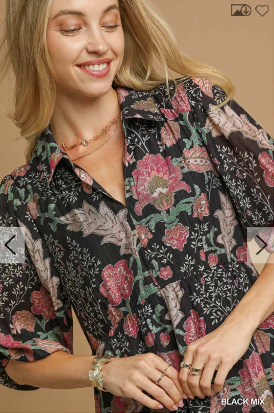 Mix Floral Collared Midi Dress