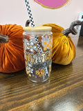 Sweater Weather Uvdtf Glass Cup w/ Glass Straw