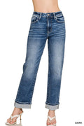 Cuffed Straight Denim Pants