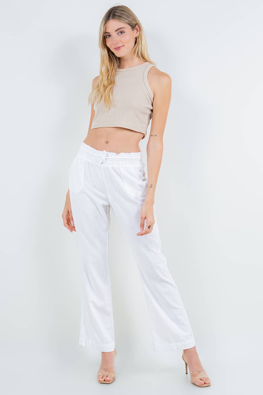 Oceanside Linen Blend pull up Pants