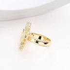 CZ Stone Pointed Mother Of Pearl Quatrefoil Ring