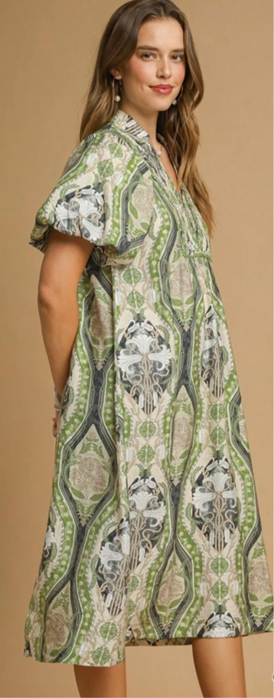 Abstract Print Midi Dress