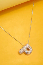 INITIAL PAVE RHINESTONE BUBBLE BALLOON NECKLACE