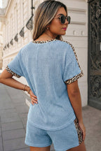 Leopard Trim Twist Ribbed Set