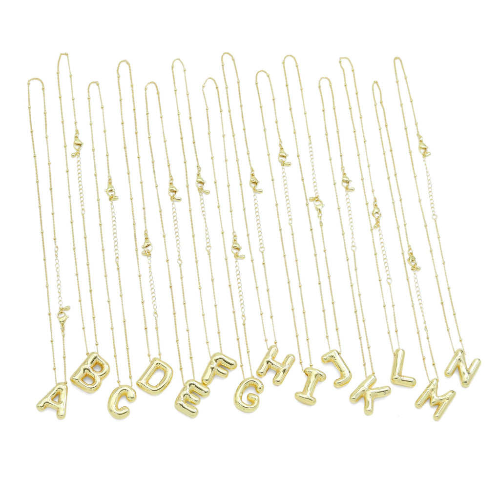 Ballon Bubble Initial Letter Charm Necklace