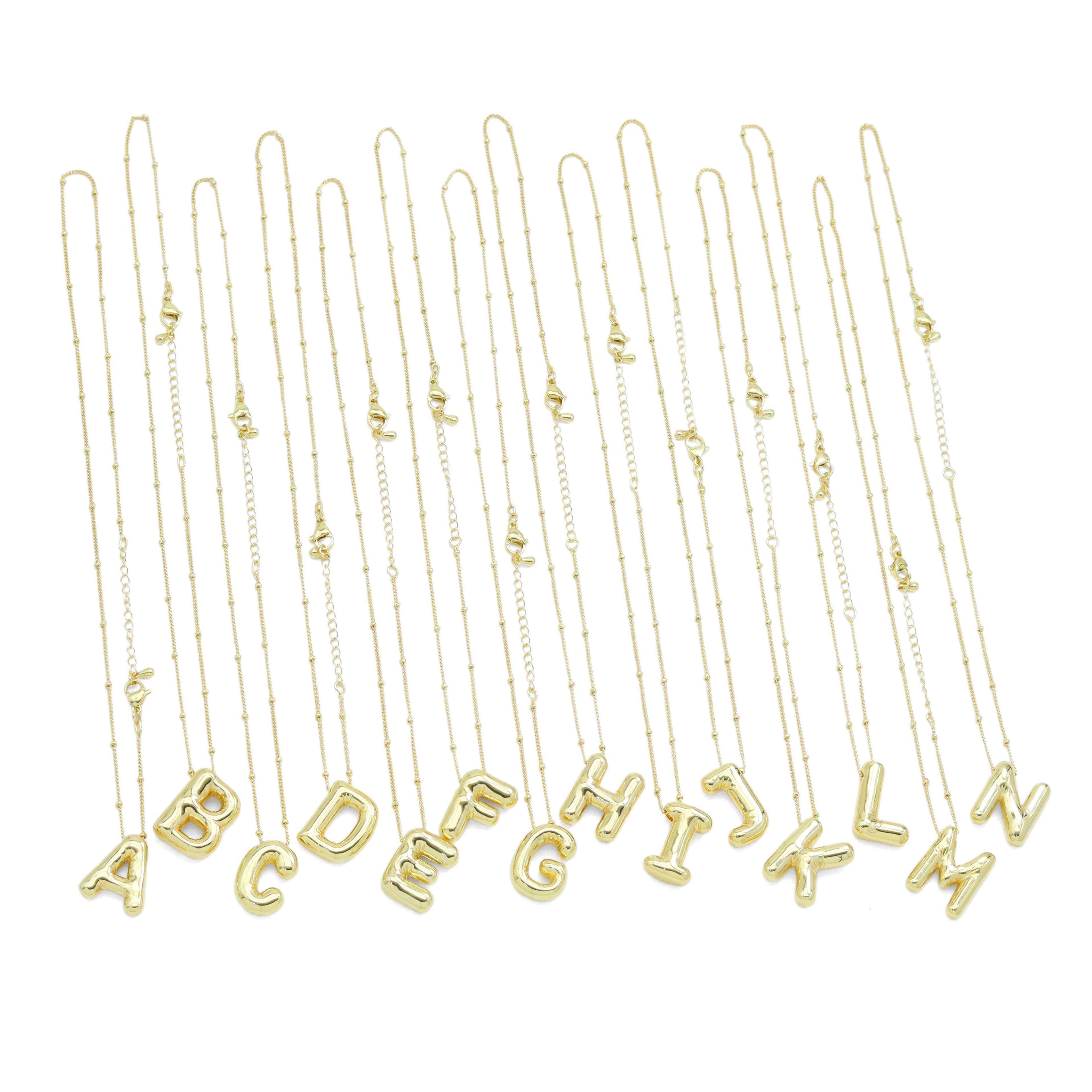 Ballon Bubble Initial Letter Charm Necklace