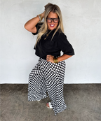 Haddie Wide Leg Checkered Pants