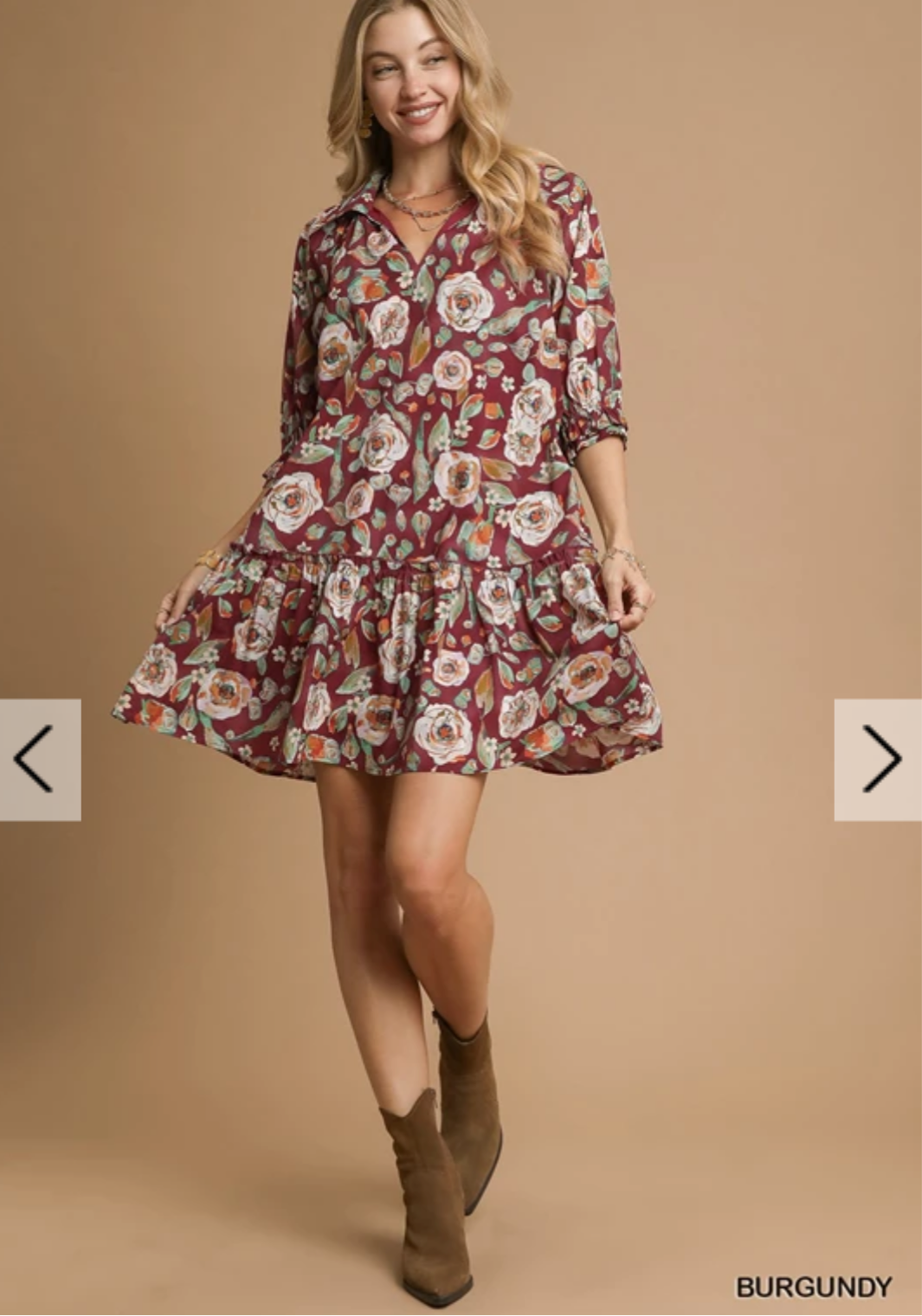 Floral Drip Waist Shirt Dress