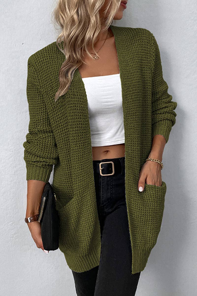 Casual Cable Open Front Cardigan Sweater