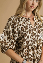Leopard Print V-Neck Blouse