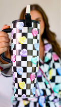 Checkered Conversation Hearts Sleek Tumbler