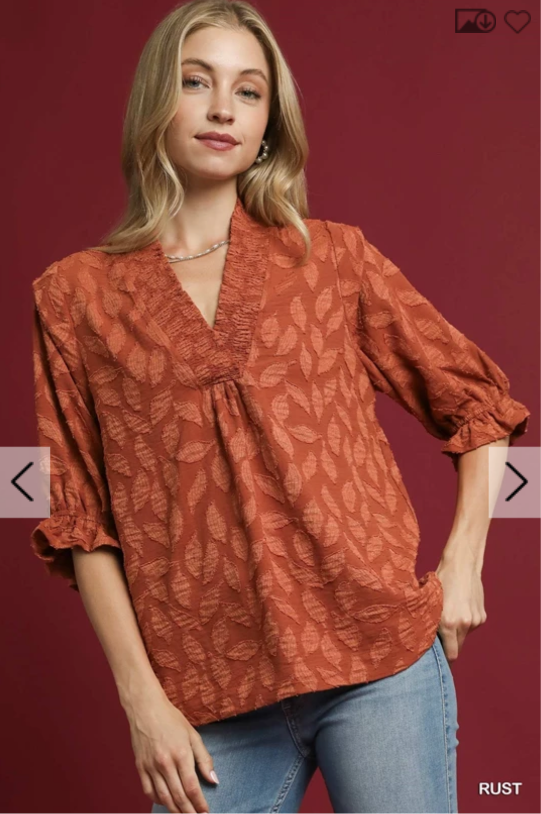 Floral Jacquard V-Neck Top